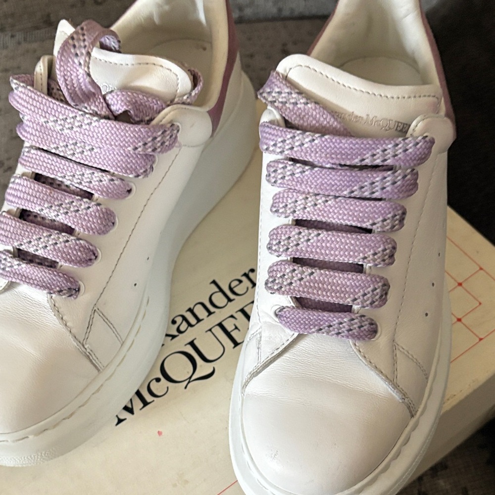 Alexander McQueen White Sneakers with Lavender Accents